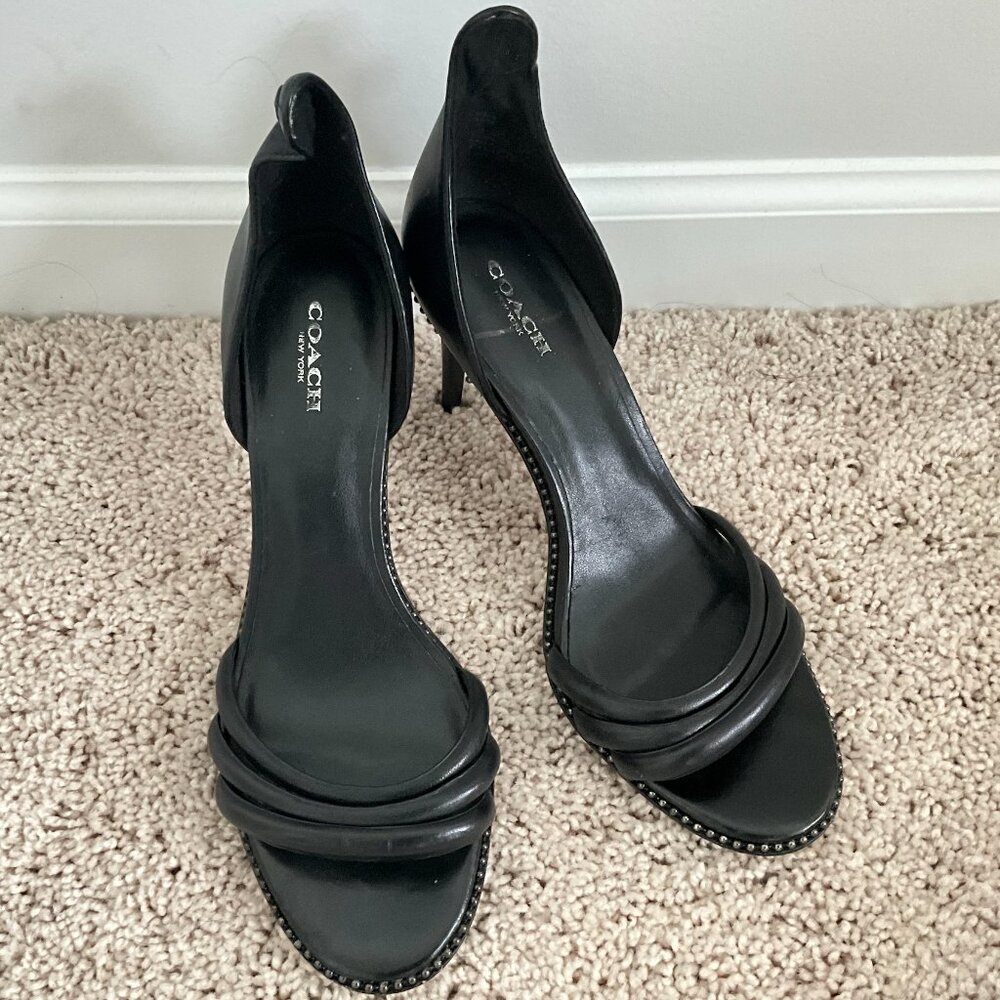Coach black Leather Sandals Shoes w/ o Ankle wrap